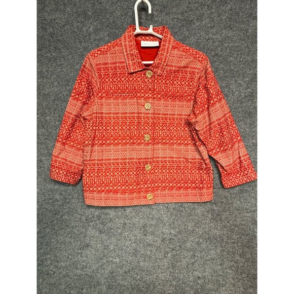 Liz Claiborne First Issue Jacket Women's XL Red Geometric Patterned Jacket - Picture 6 of 16